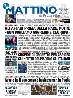 Prima Pagina "Il Mattino di Puglia e Basilicata"