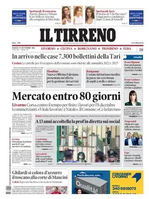 Prima Pagina "Il Tirreno | Livorno, Cecina, Rosignano, Piombino, Elba"