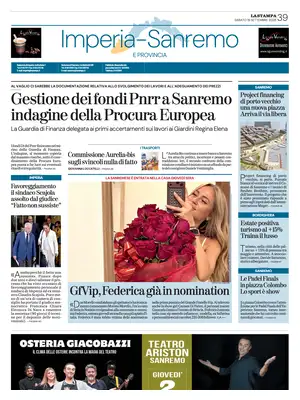 Prima Pagina "La Stampa | Imperia e Sanremo"