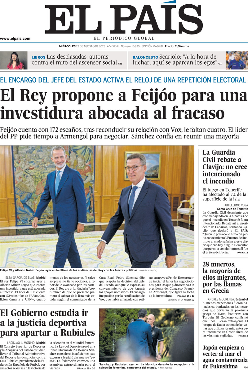 Prima Pagina El País 23/08/2023