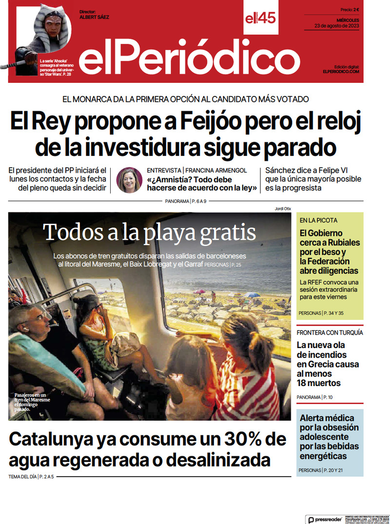 Prima Pagina El Periódico de Catalunya 23/08/2023