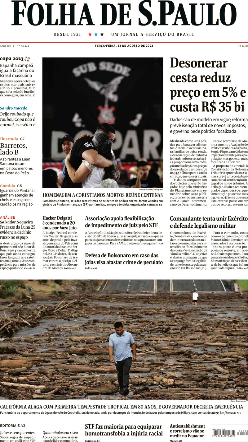 Prima Pagina Folha de S.Paulo 23/08/2023