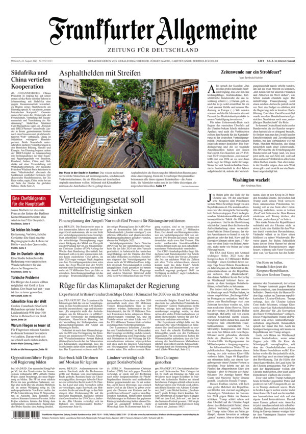 Prima Pagina Frankfurter Allgemeine Zeitung 23/08/2023
