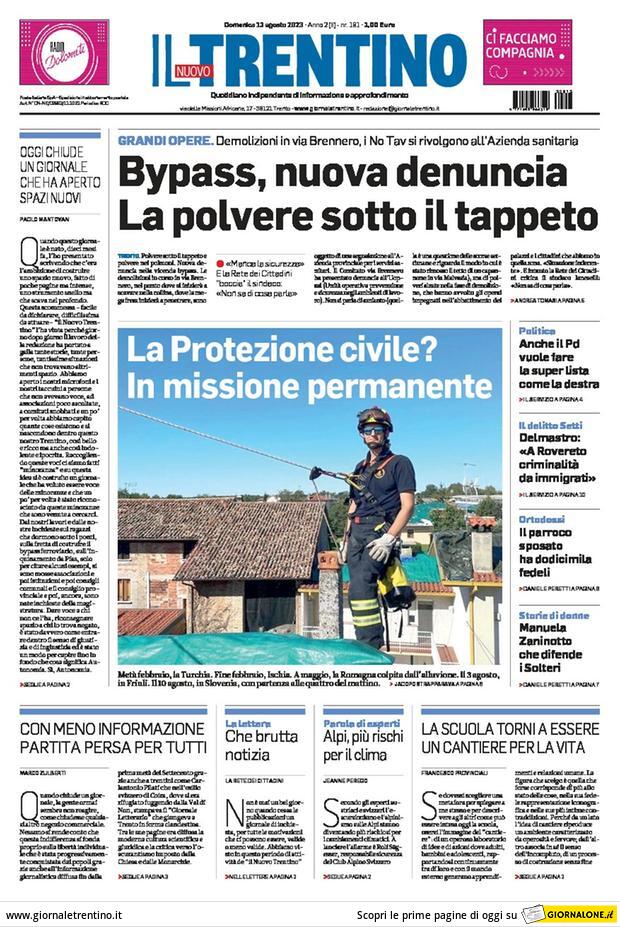 Prima Pagina Il Nuovo Trentino 13/08/2023