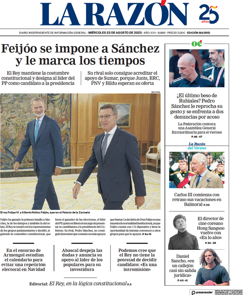 Prima Pagina La Razón 23/08/2023
