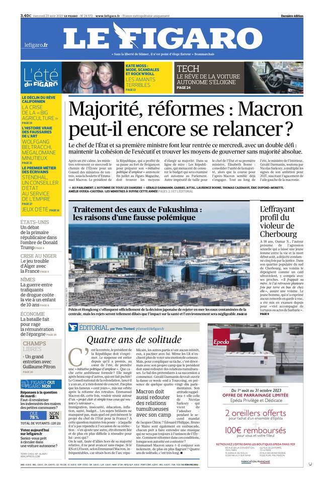 Prima Pagina Le Figaro 23/08/2023