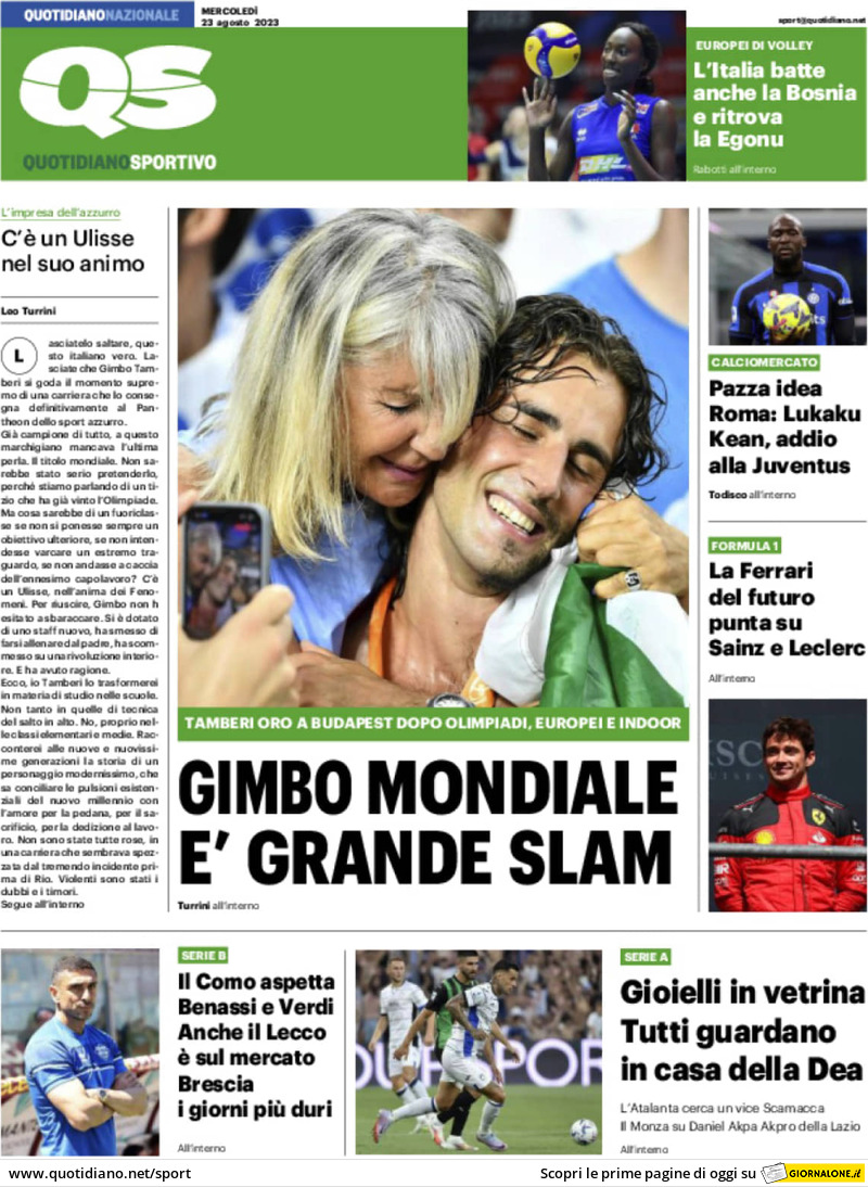 Prima Pagina QS Quotidiano Sportivo 23/08/2023