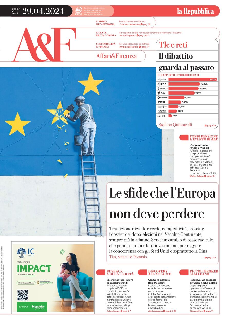 Copertina Affari & Finanza (la Repubblica) 29/04/2024
