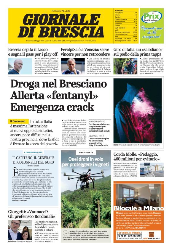 Prima Pagina Giornale di Brescia 05/05/2024
