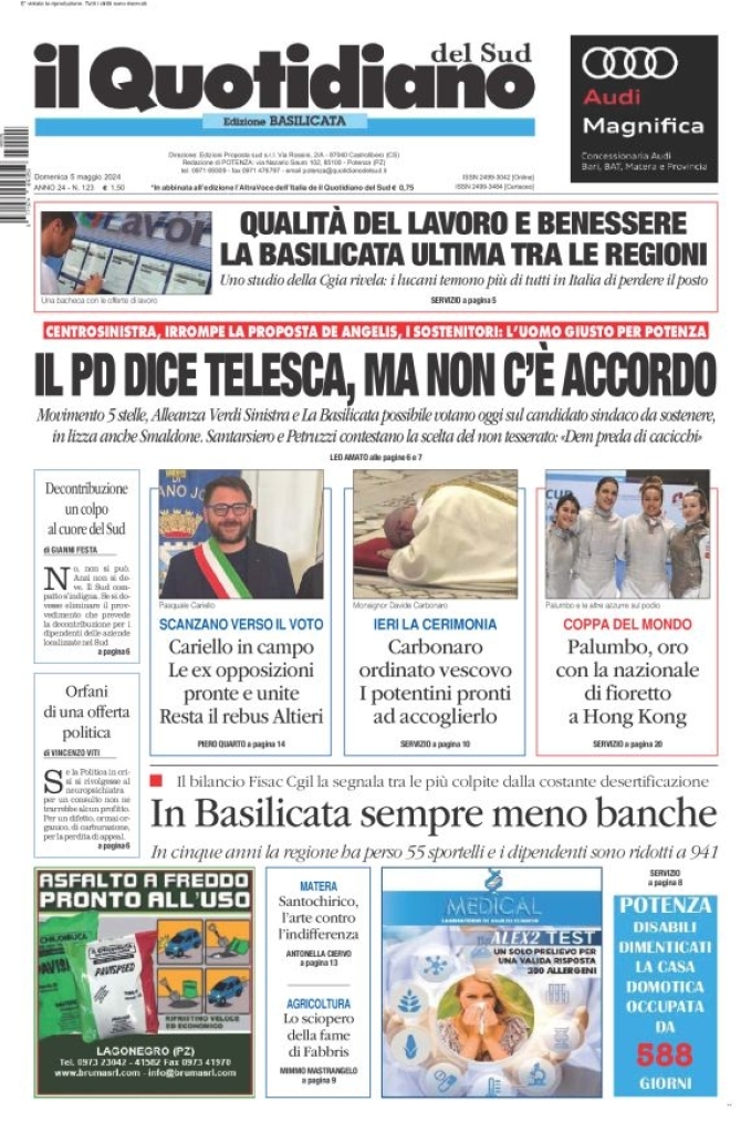 Prima Pagina Il Quotidiano del Sud (Basilicata) 05/05/2024