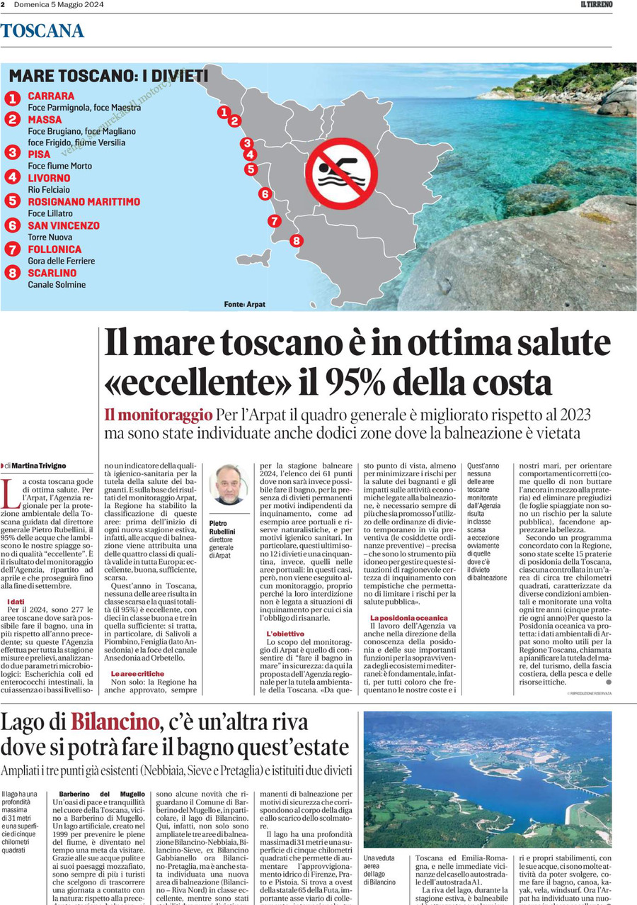 Prima Pagina Il Tirreno (Grosseto) 05/05/2024