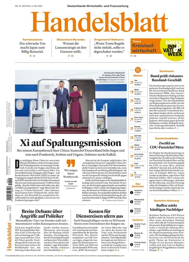 Prima Pagina Handelsblatt 06/05/2024