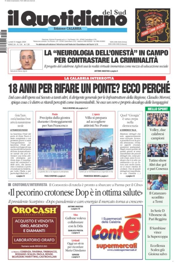 Prima Pagina Il Quotidiano del Sud (Catanzaro) 06/05/2024