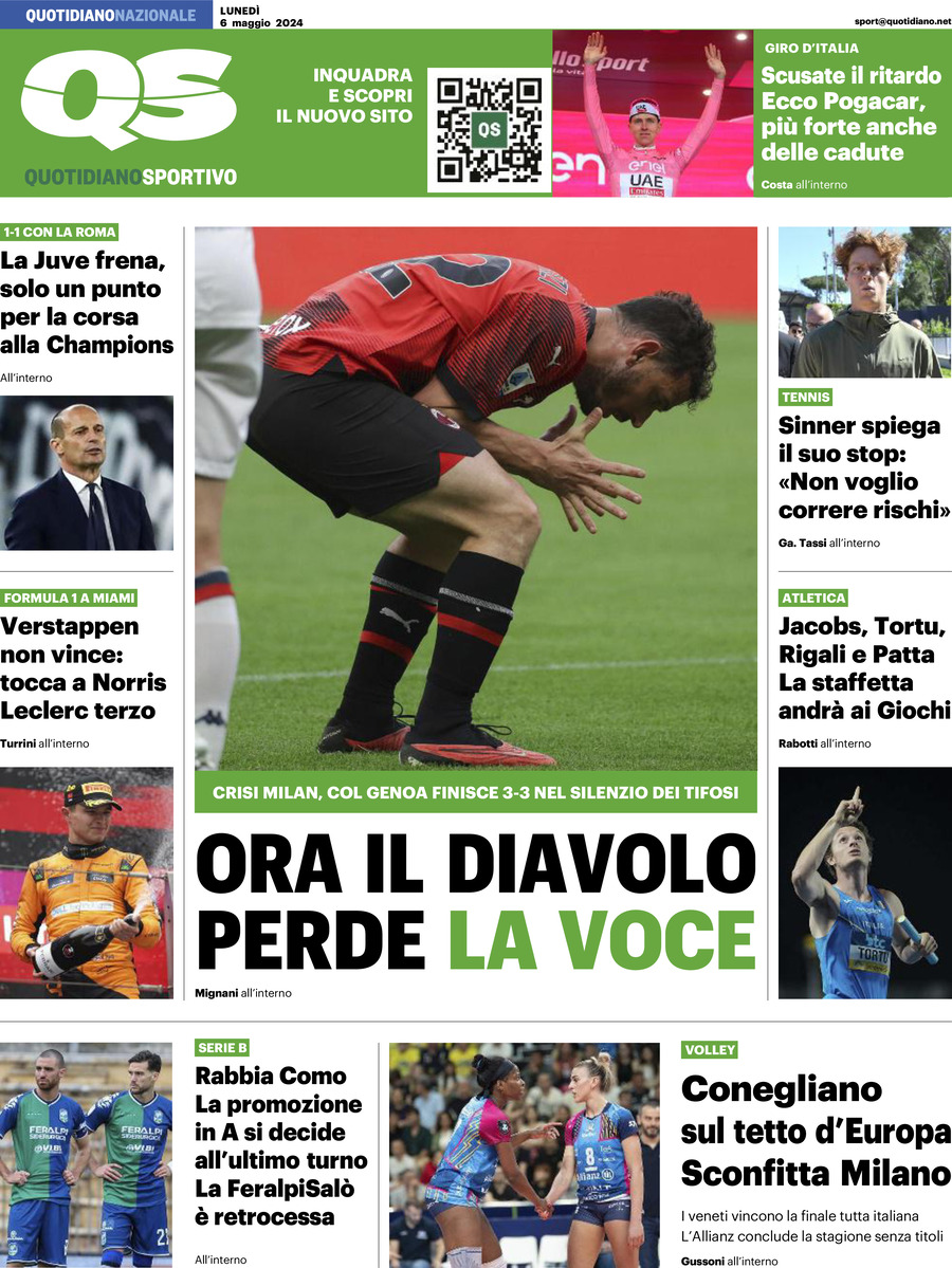 Prima Pagina QS Quotidiano Sportivo 06/05/2024