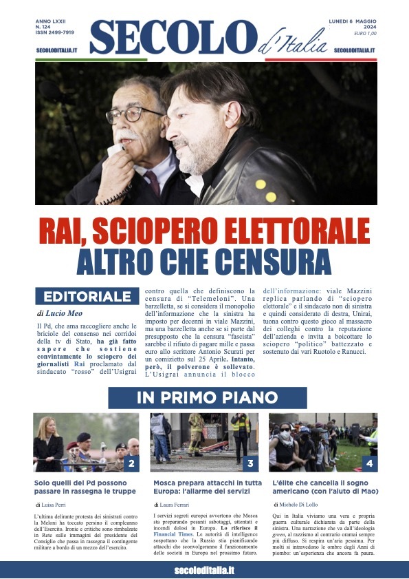Prima Pagina Secolo d'Italia 06/05/2024