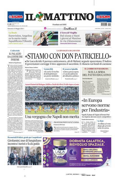 Prima Pagina Il Mattino 12/05/2024