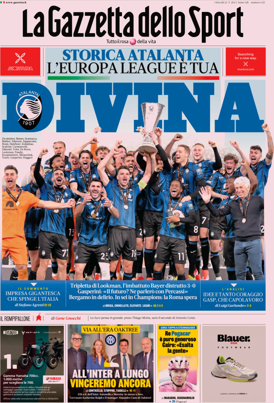 Prima Pagina La Gazzetta dello Sport 23/05/2024