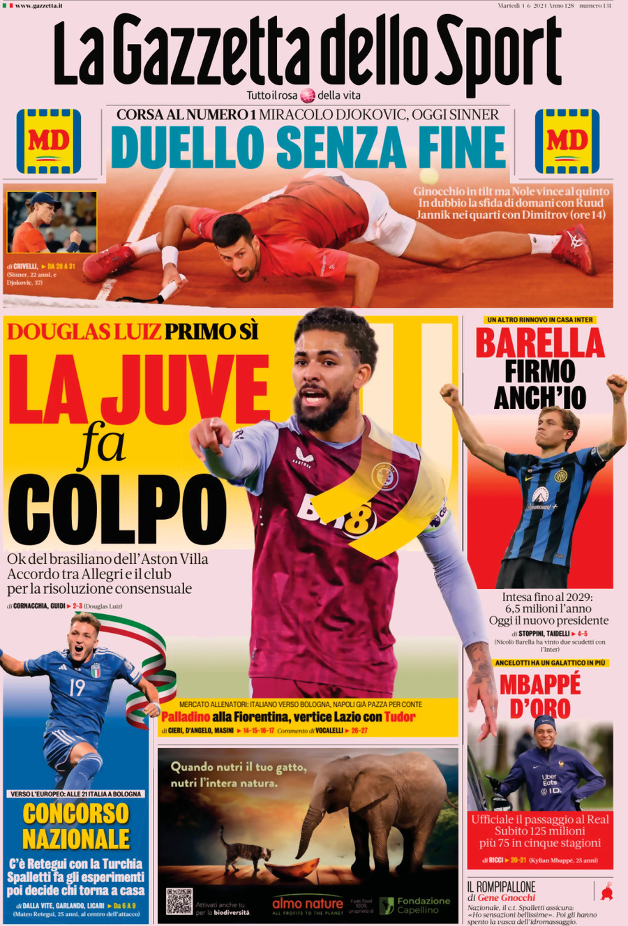 Prima Pagina La Gazzetta dello Sport 04/06/2024