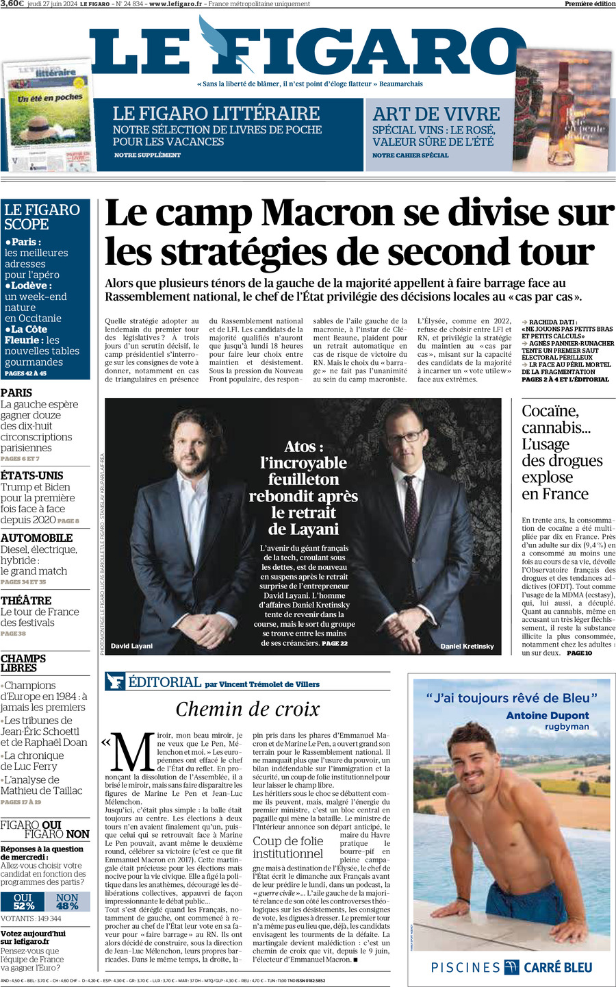 Prima Pagina Le Figaro 27/06/2024