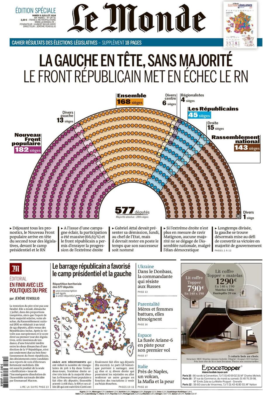 Prima Pagina Le Monde 09/07/2024