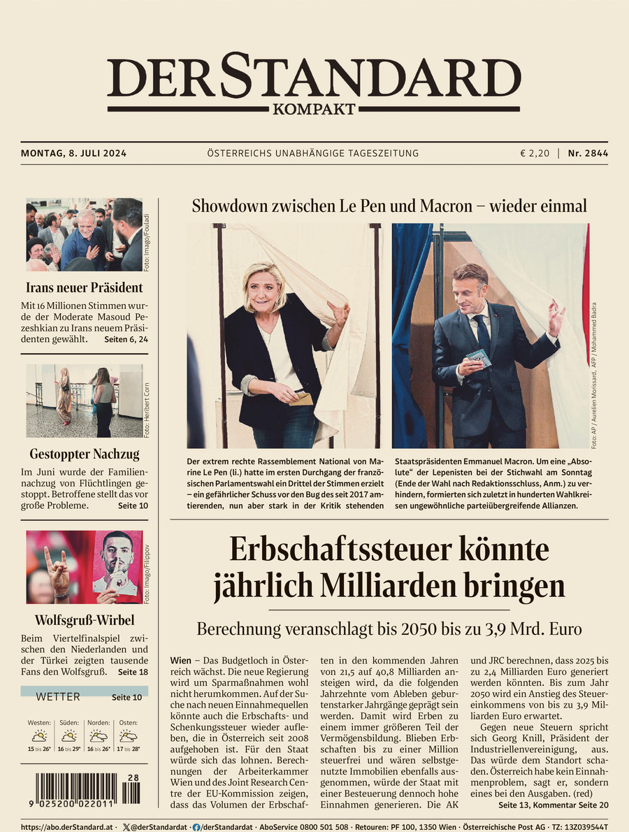 Prima Pagina Der Standard 09/07/2024