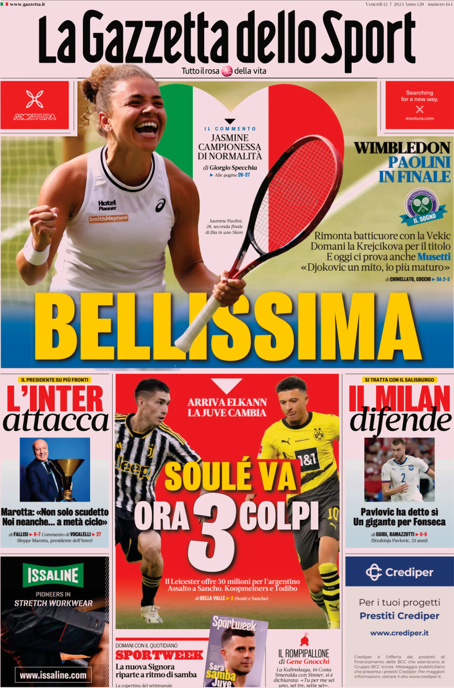 Prima Pagina La Gazzetta dello Sport 12/07/2024
