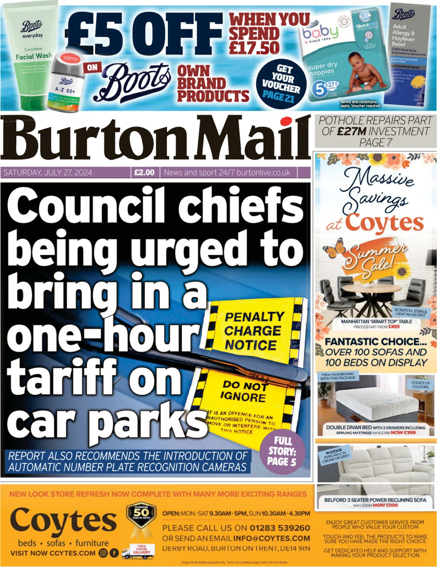Prima Pagina Burton Mail 27/07/2024