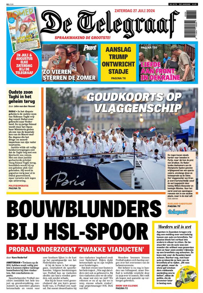Prima Pagina De Telegraaf 27/07/2024