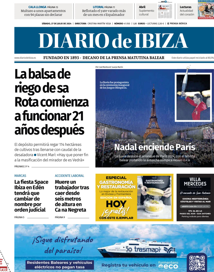 Prima Pagina Diario de Ibiza 27/07/2024