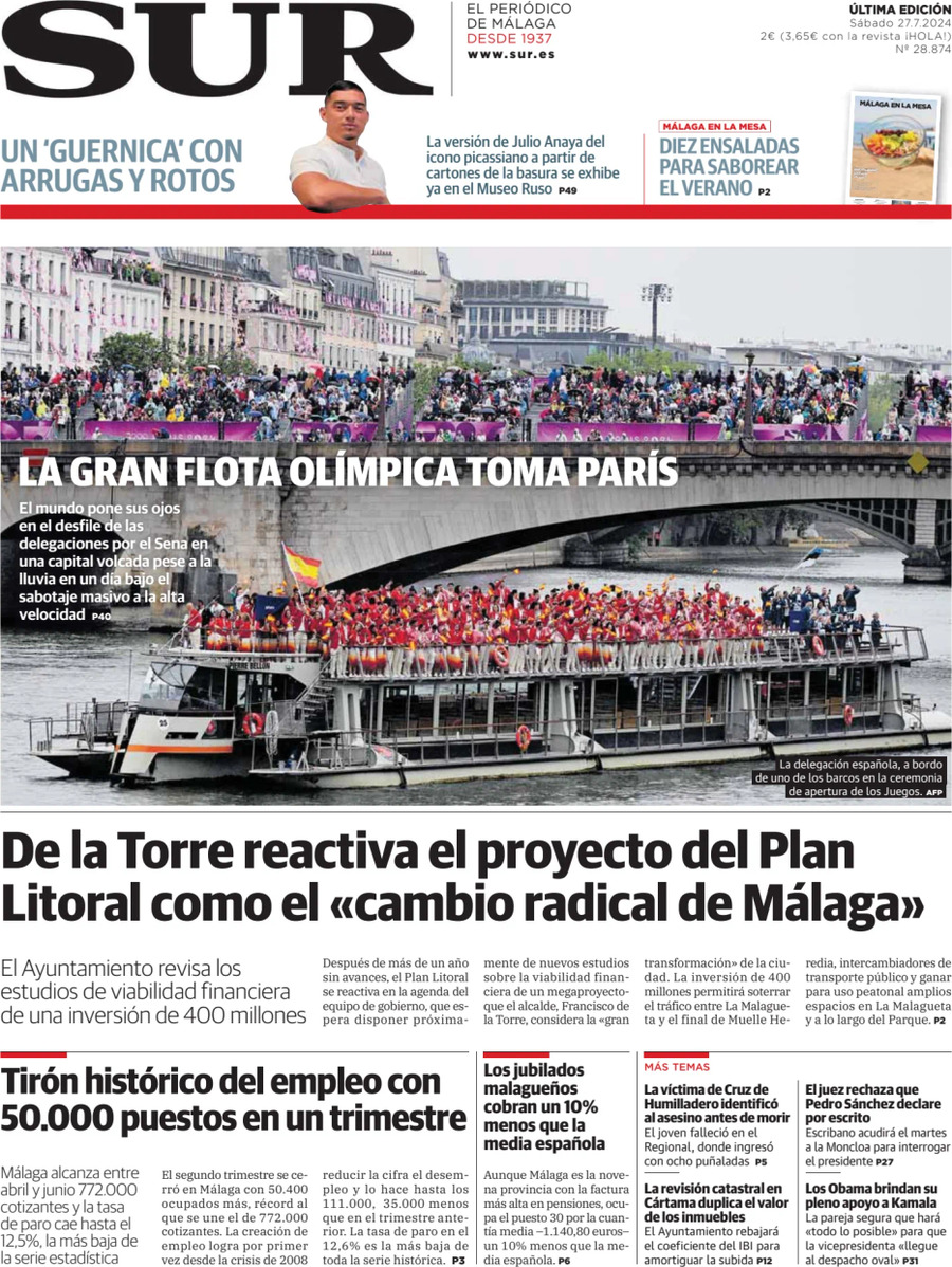 Prima Pagina Diario SUR 27/07/2024