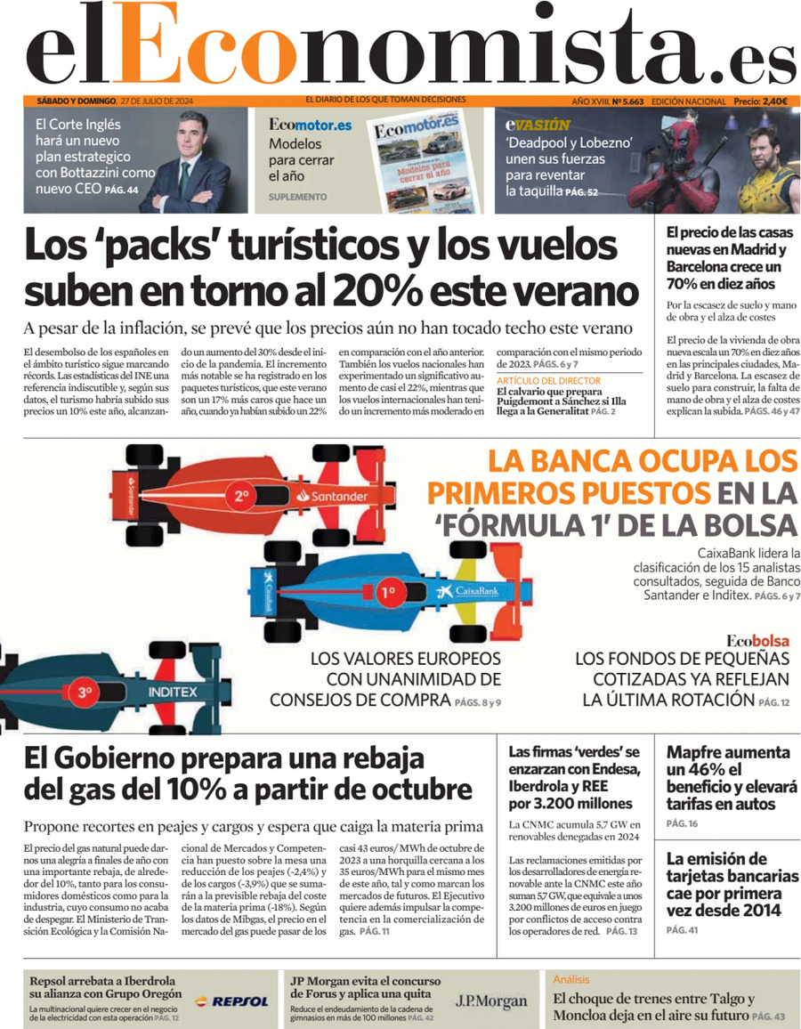 Prima Pagina El Economista 27/07/2024