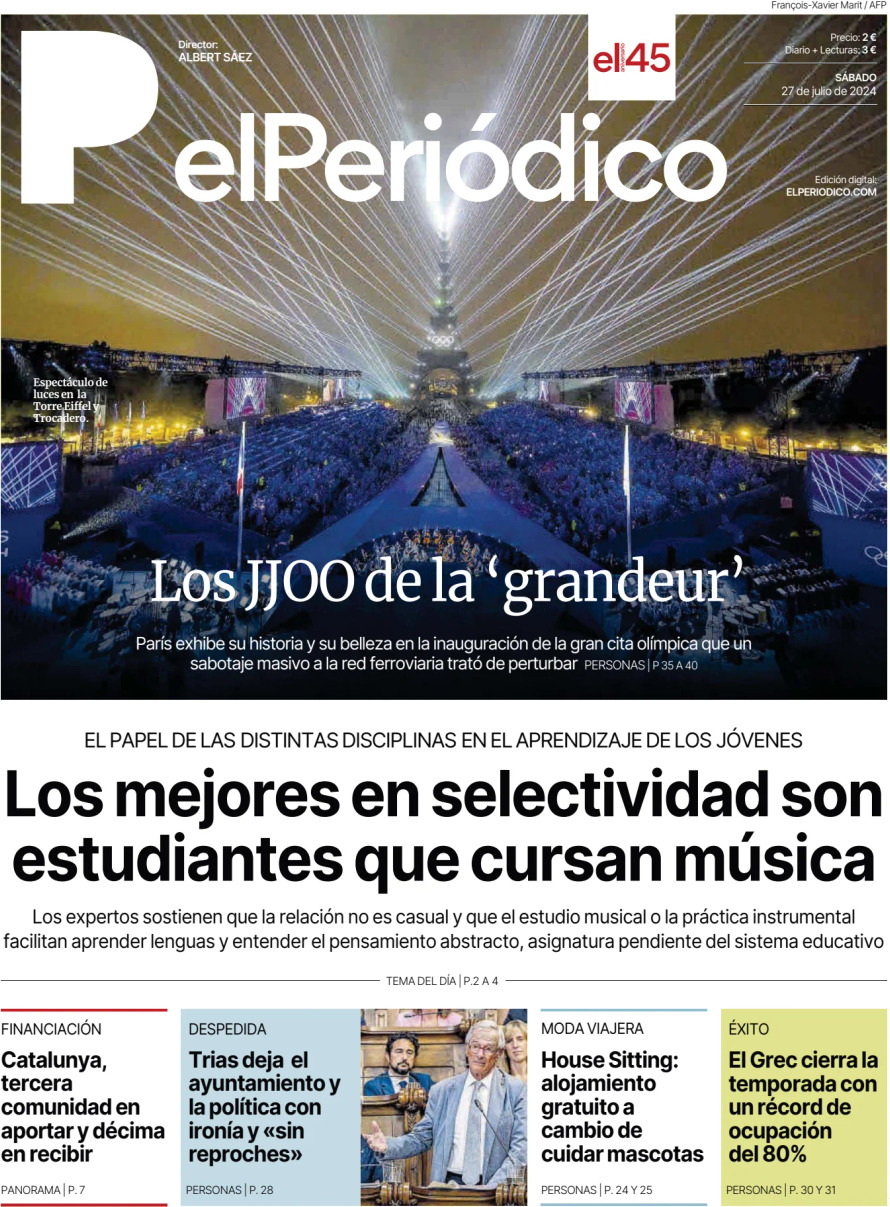 Prima Pagina El Periódico de Catalunya 27/07/2024