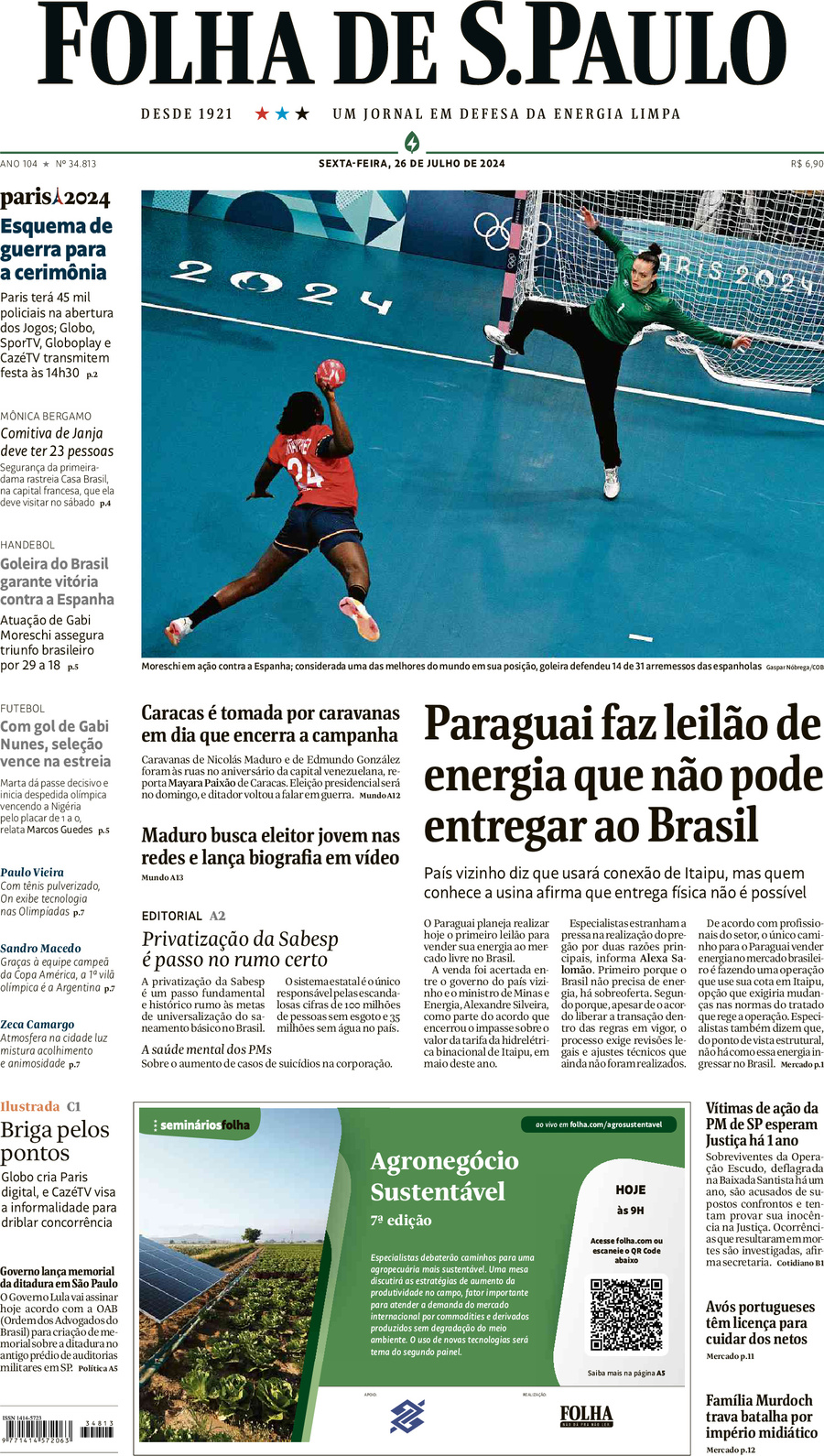 Prima Pagina Folha de S.Paulo 27/07/2024