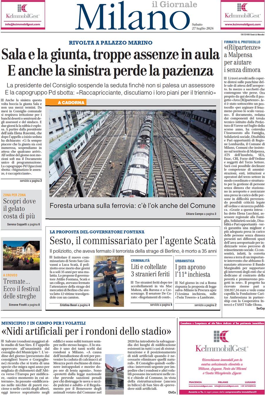 Prima Pagina Il Giornale (Milano) 27/07/2024