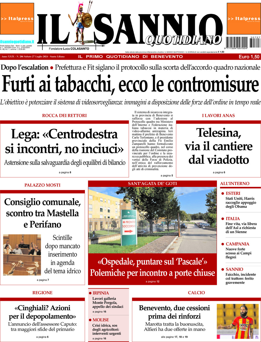 Prima Pagina Il Sannio Quotidiano 27/07/2024