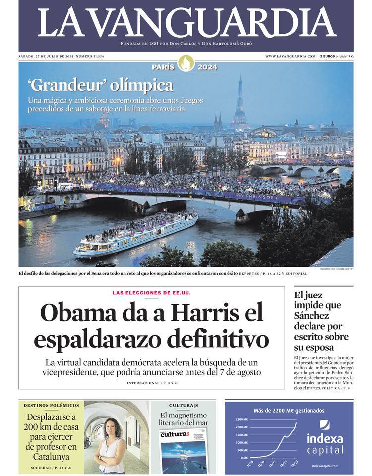Prima Pagina La Vanguardia 27/07/2024
