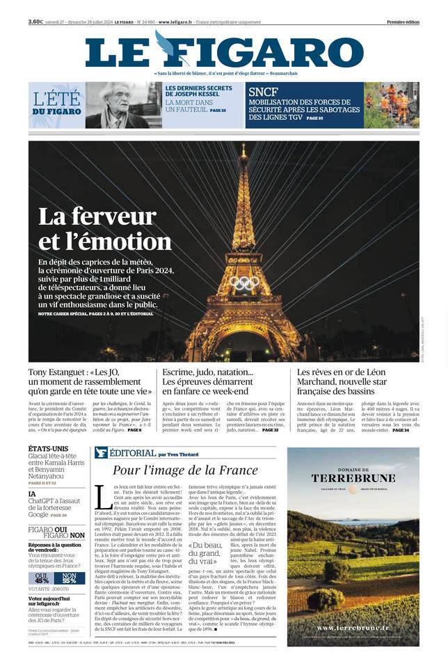Prima Pagina Le Figaro 28/07/2024