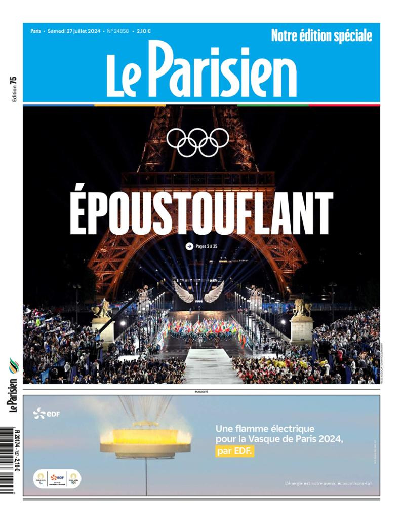 Prima Pagina Le Parisien 27/07/2024