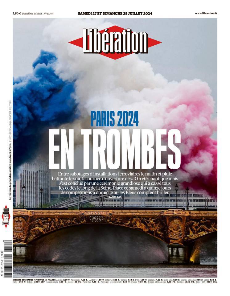 Prima Pagina Libération 28/07/2024