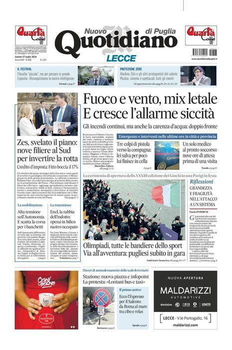 Prima Pagina Nuovo Quotidiano di Puglia (Lecce) 27/07/2024