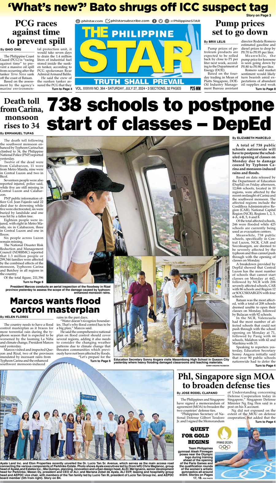 Prima Pagina The Philippine Star 27/07/2024