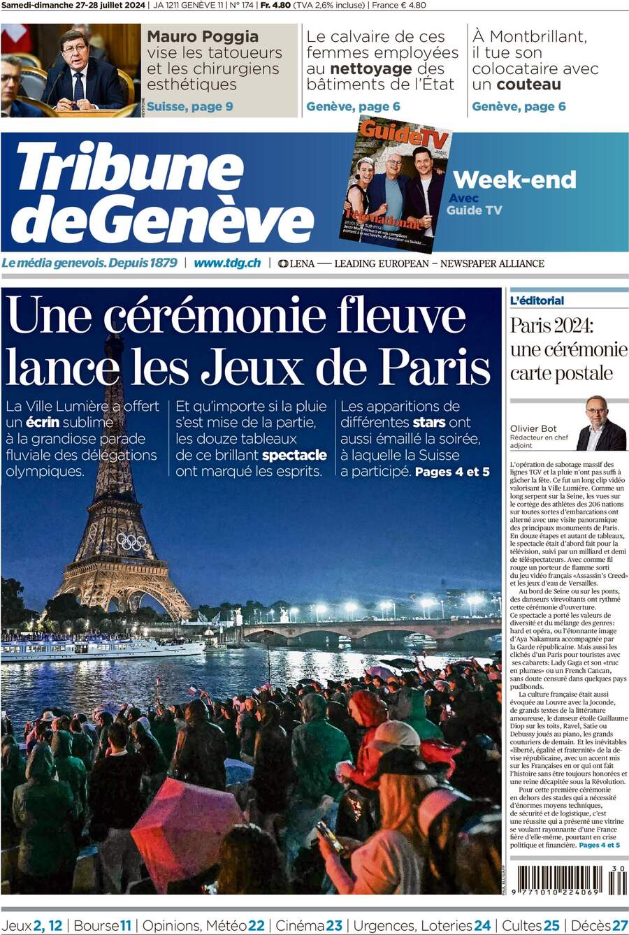 Prima Pagina Tribune de Genève 28/07/2024
