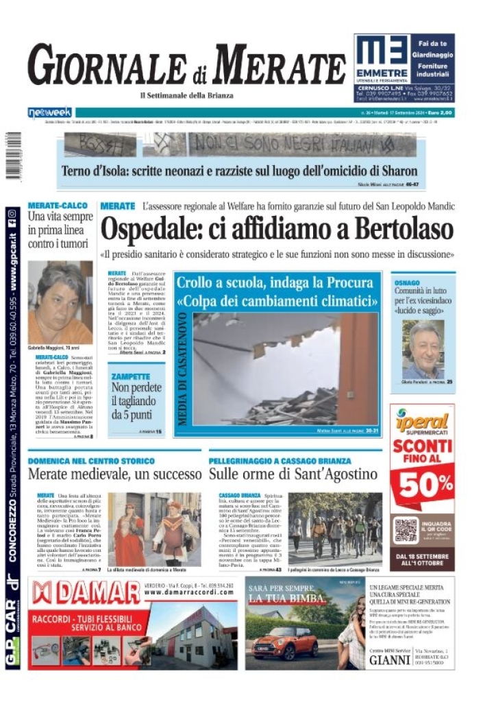 Copertina Giornale di Merate 17/09/2024