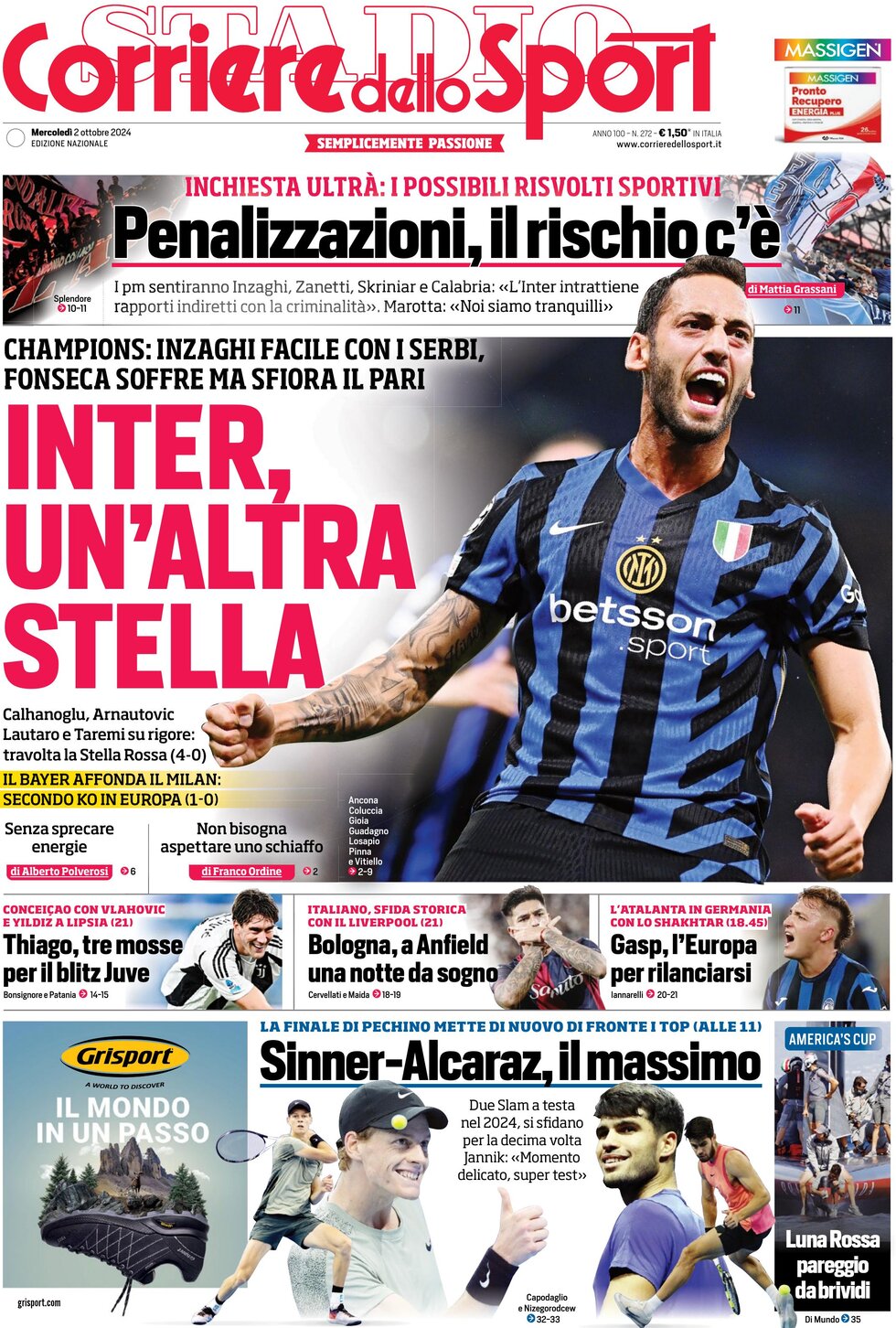 Prima Pagina Corriere dello Sport 02/10/2024