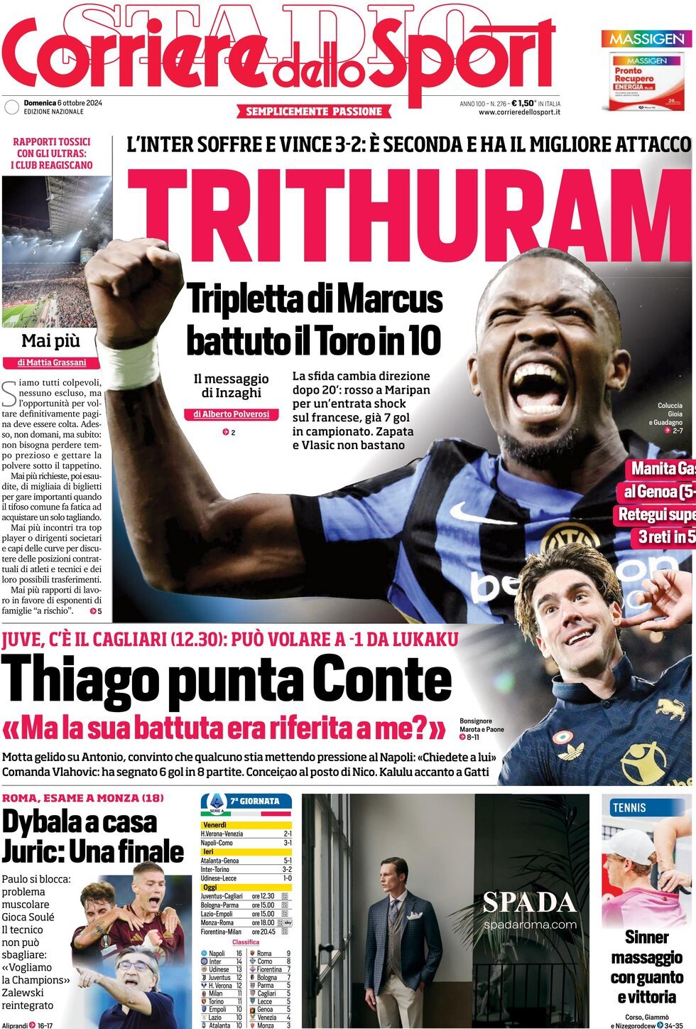 Prima Pagina Corriere dello Sport 06/10/2024