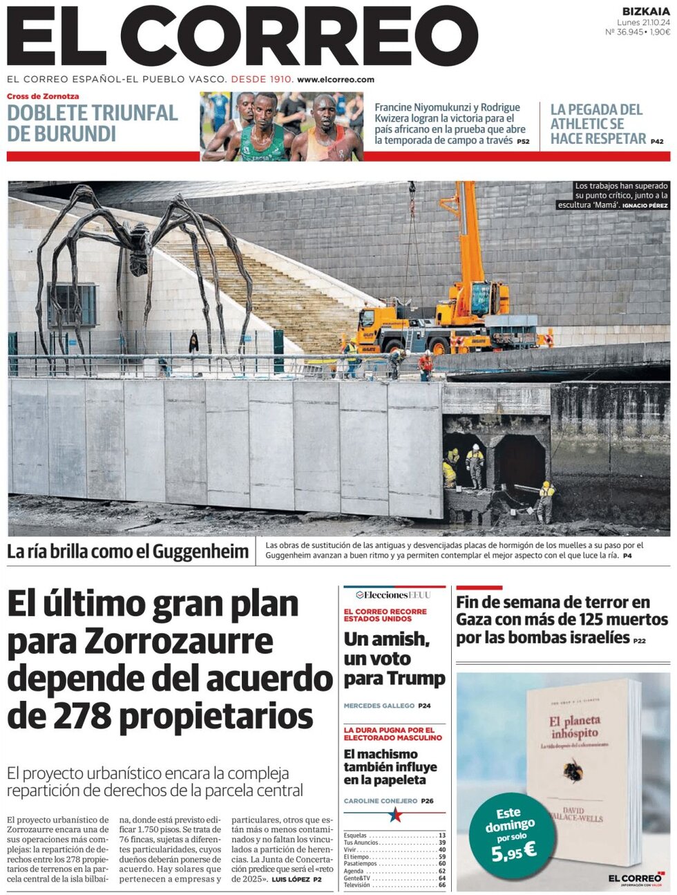 Prima Pagina El Correo 21/10/2024