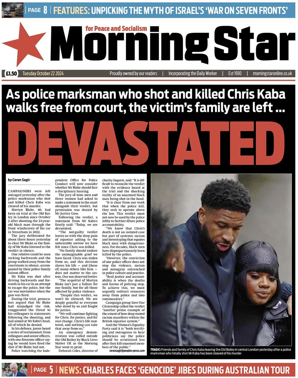 Prima Pagina Morning Star 22/10/2024