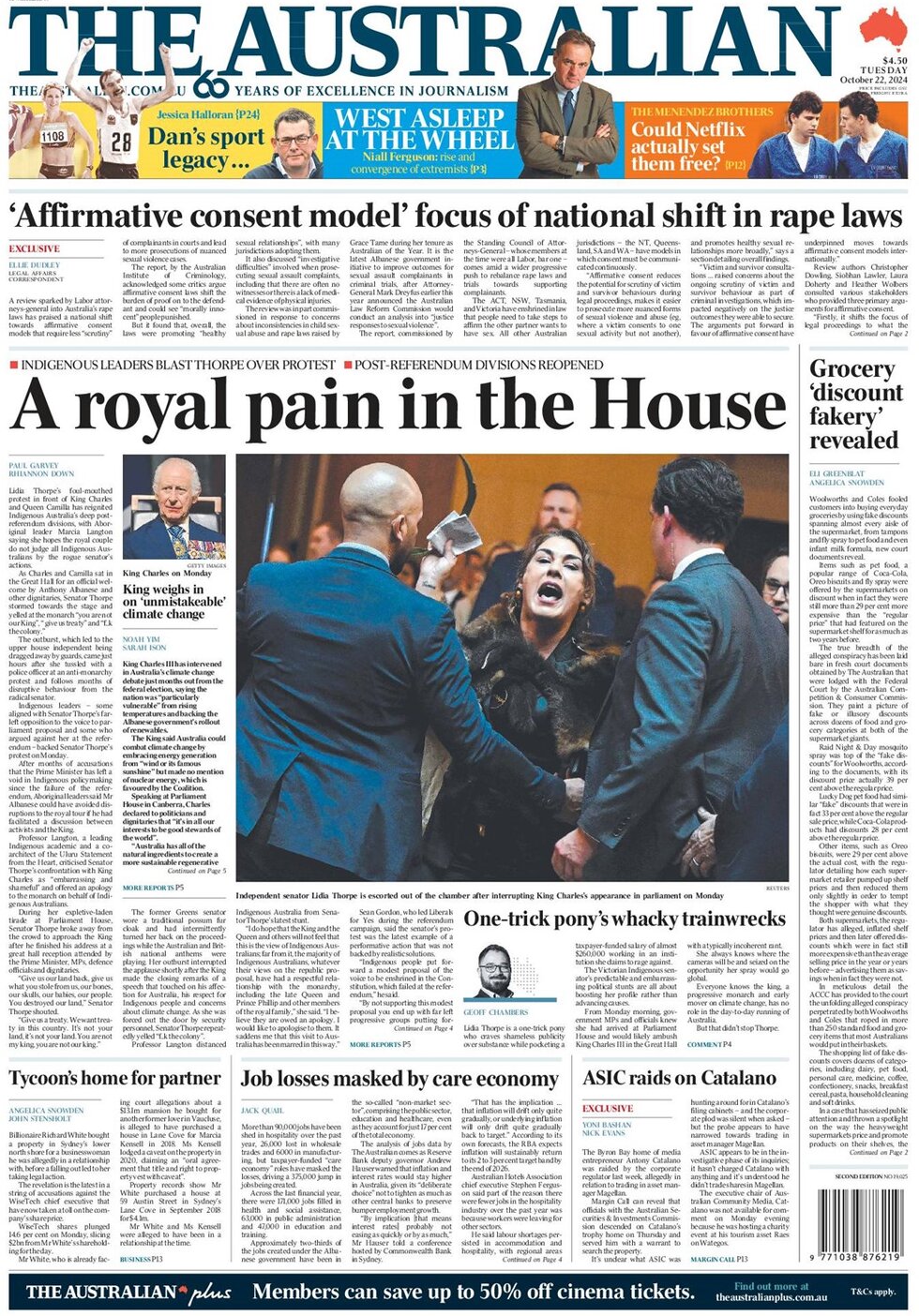 Prima Pagina The Australian 22/10/2024