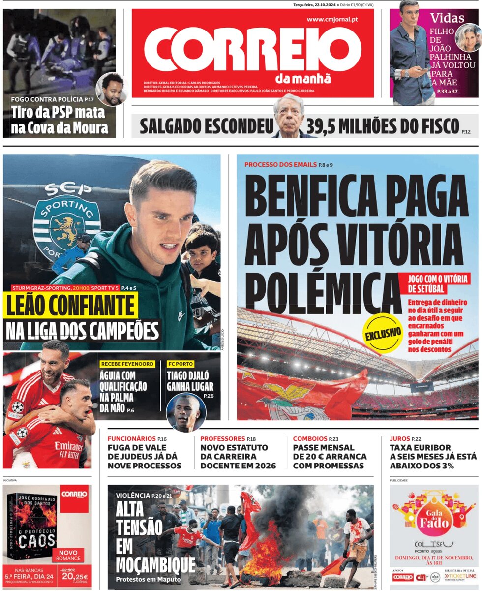 Prima Pagina Correio da Manhã 22/10/2024