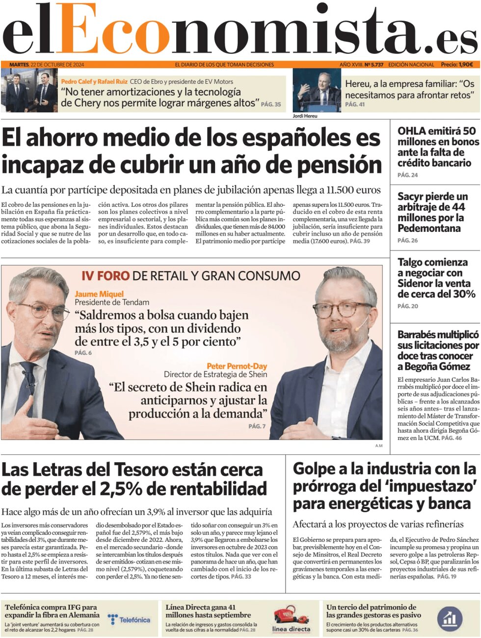 Prima Pagina El Economista 22/10/2024